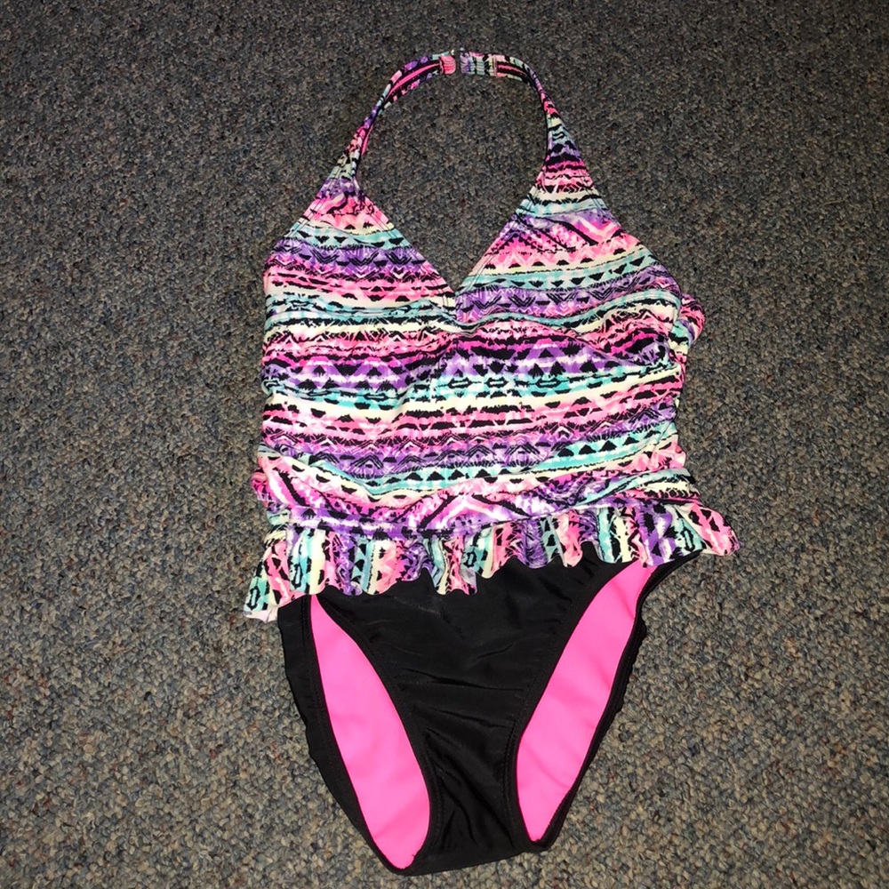 One piece rainbow bathing suit
